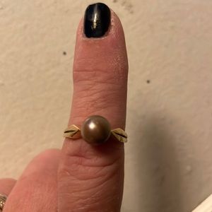 Antique 14K & Black Pearl Ring